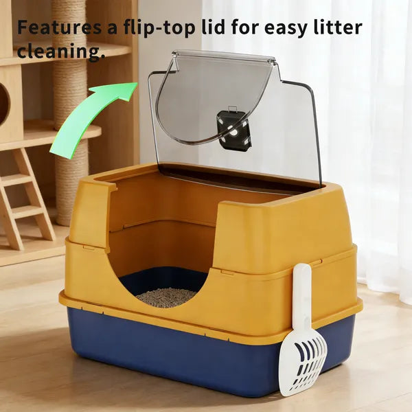 Enclosed Odor-Free Cat Litter Box with Drawer