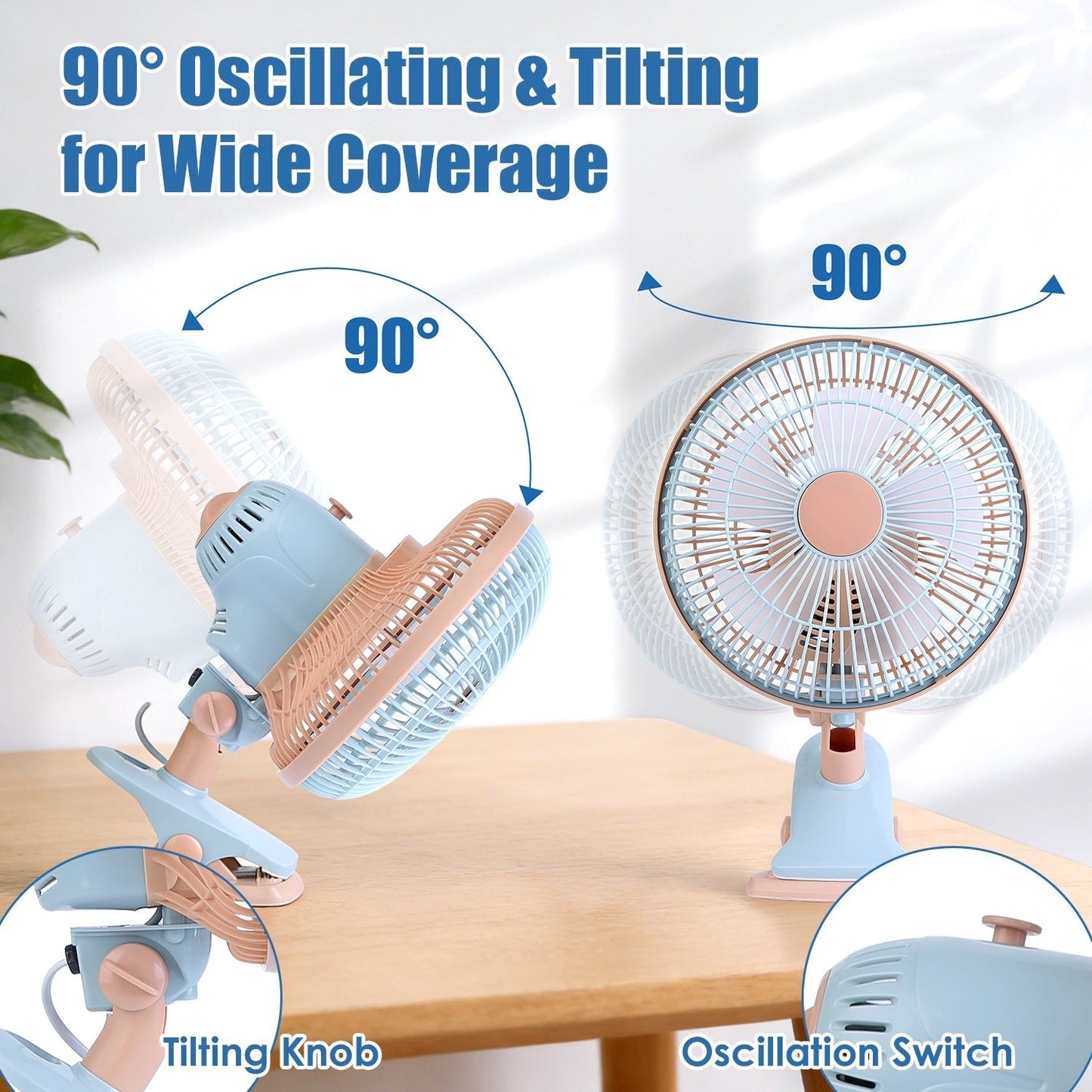 Clip-On Oscillating Desk & Bed Fan