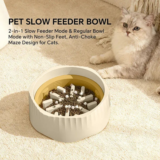 2-in-1 Dual Mode Cat Slow Feeder Bowl