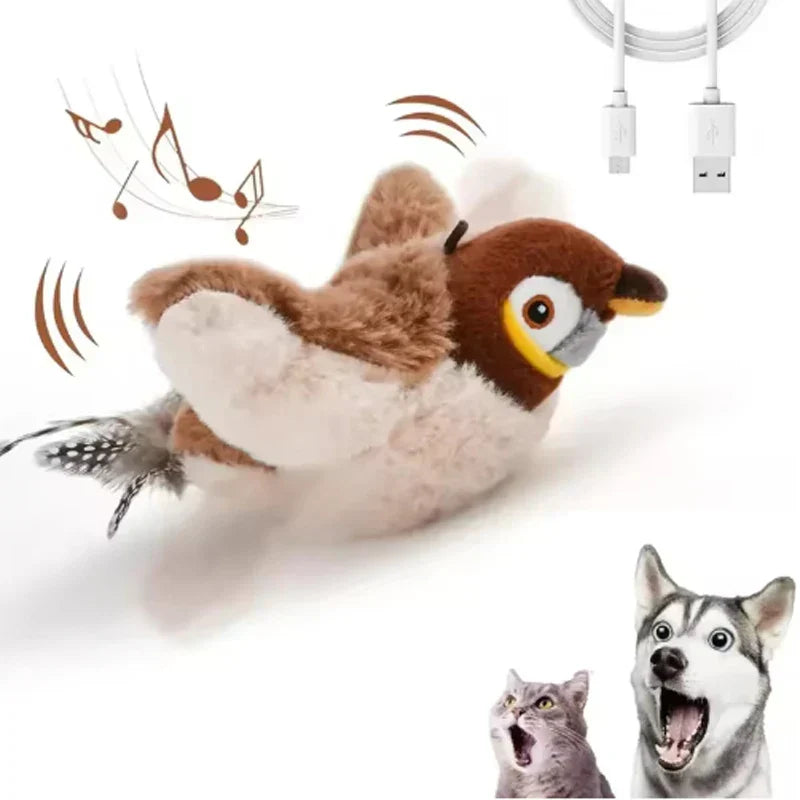 Pet Toy Plush Bite-Resistant and Drop-Proof Flapping Shaky Bird Cat Self-Entertainment Simulated Sparrow