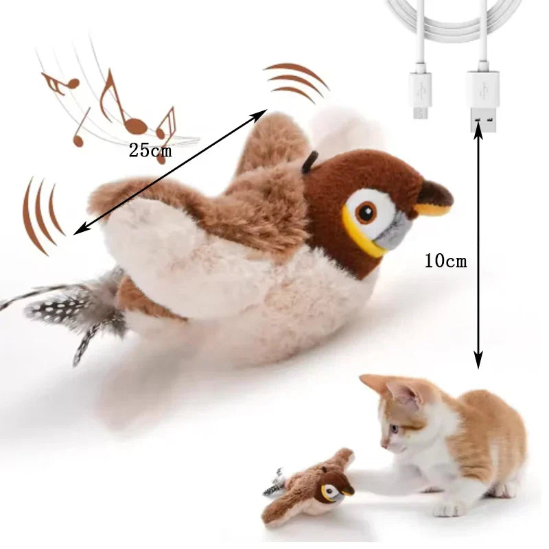 Pet Toy Plush Bite-Resistant and Drop-Proof Flapping Shaky Bird Cat Self-Entertainment Simulated Sparrow