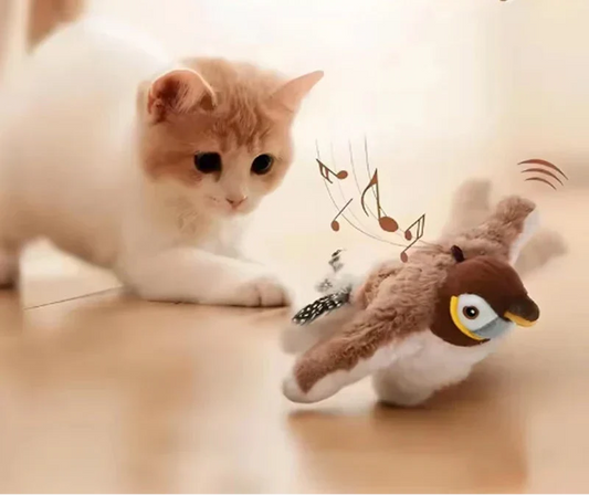 Pet Toy Plush Bite-Resistant and Drop-Proof Flapping Shaky Bird Cat Self-Entertainment Simulated Sparrow